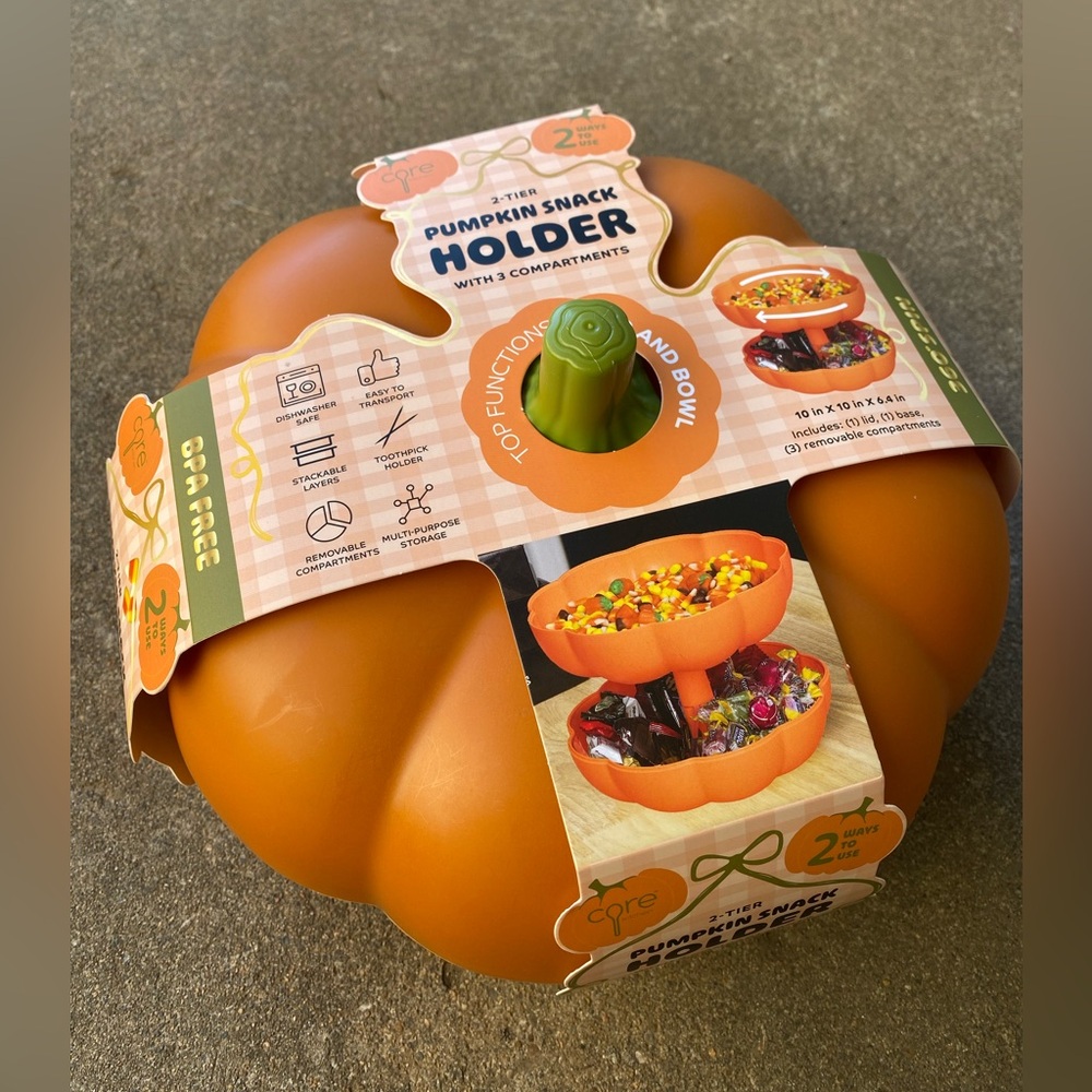 Orange Pumpkin Snack Holder with Compartments
